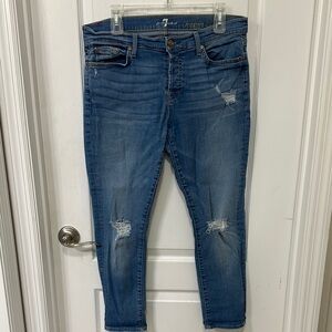 7 For All Mankind Women’s Size 30” Distressed Blue Jeans